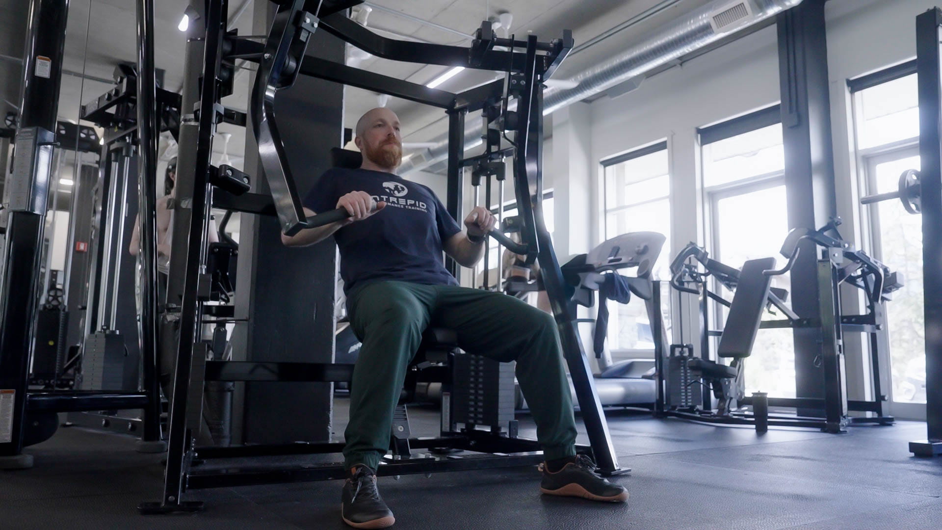 Selectorized machine chest press at Athletic Evolution