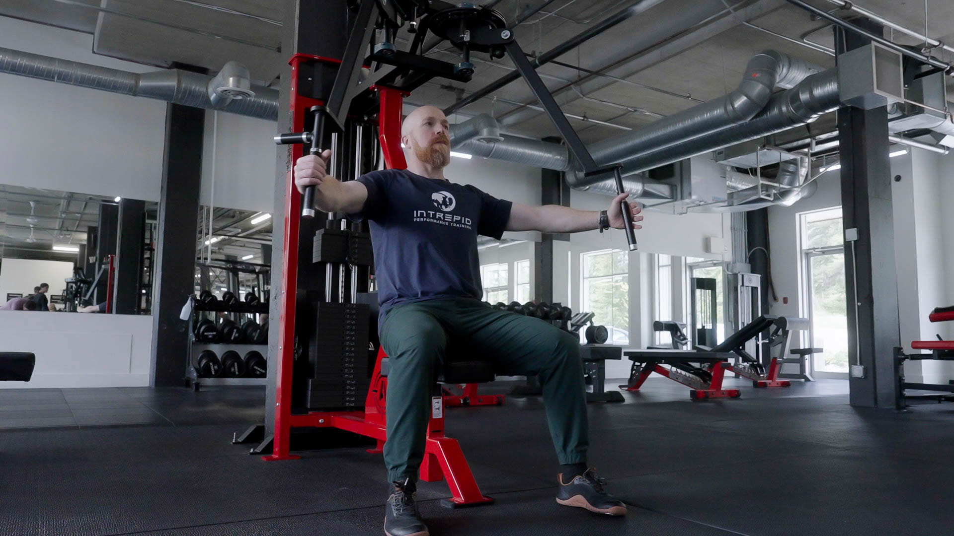Pec deck seated chest fly machine at Athletic Evolution