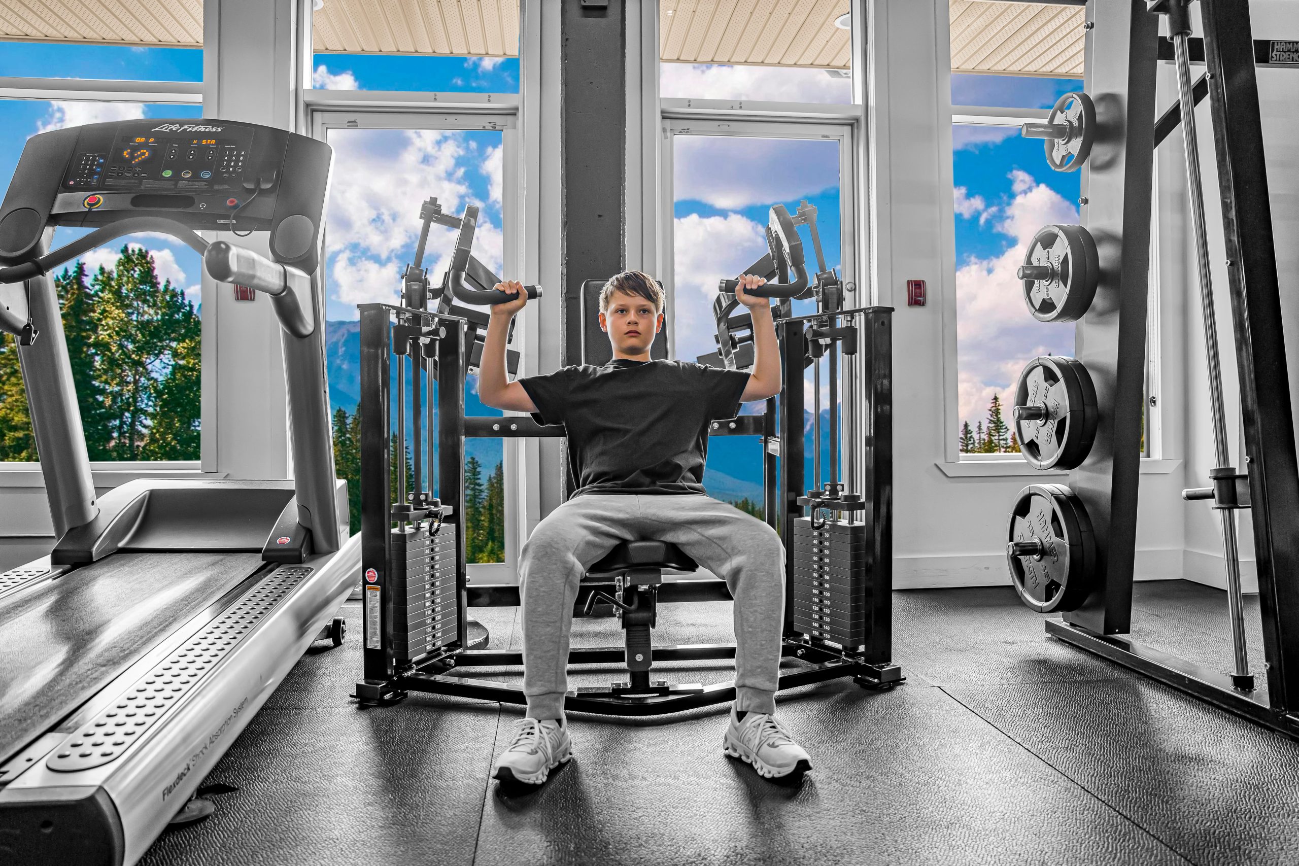 Hammer Strength shoulder press machine at Athletic Evolution